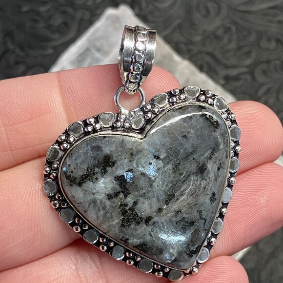 Larvikite Heart Pendant Crystal Stone Jewelry - Picture 4 of 6